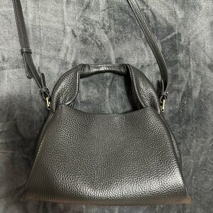 Quince Elegant Black Leather Handbag